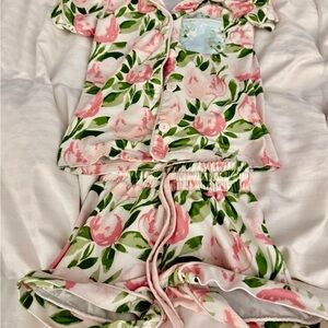 SweetHoney Floral Pajama Set - Pink and Green